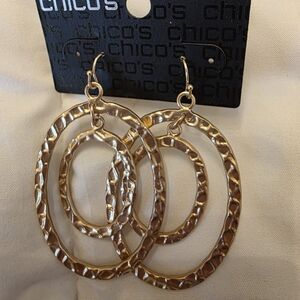 Chico's Gold-Tone Hammered Hoop Earrings